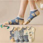 6 قطع شراب حريمي انكل اشكال ابيض في ازرق