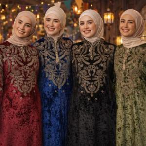 عبايه فروع مع ورود قطيفه الوان