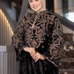 عبايه فروع مع ورود قطيفه الوان