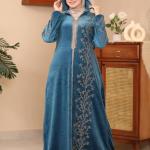 عبايه كابتشو قطيفه الوان نقش ورد صغير