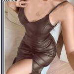 فستان جلد ساده الوان