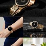 ساعه ذهبي وفضي استيك معدن بلاسترس