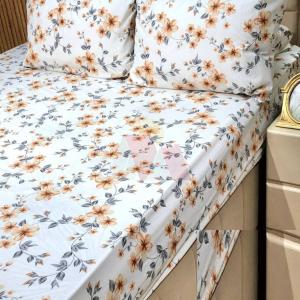 ملايه استيك 3 قطع ابيض في فل اورنج