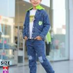 طقم جينز 3 قطع في تشرت قطن زنط ملون