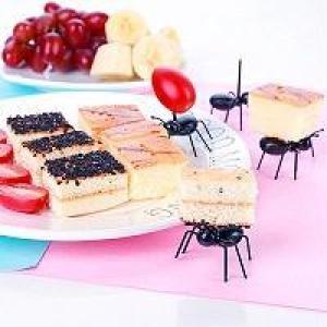 شوك للطعام و الفاكهة و الوجبات الخفيفة و الكيك و الحلوى بتصميم النمل لالتقاط الاطعمة في الحفلات 12 قطعة أسود