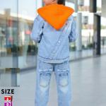 طقم جينز 3 قطع في تشرت قطن زنط ملون