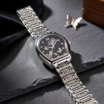 ساعه استيك معدن ذهبي وفضي فراشات