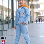 طقم جينز 3 قطع في تشرت قطن زنط ملون