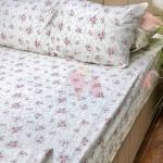 ملايه استيك 3 قطع ابيض في زهور صغيره