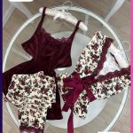 طقم هايدي 3 قطعه الوان نقشه ورد ابيض