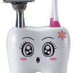 حامل فرش أسنان شكل ضرس لحمل 4 فرشة أسنان أبيض D624 Anya