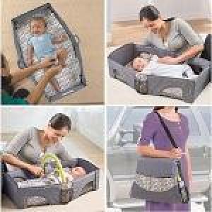 سرير أطفال بيبي محمول للسفر والتنقل خارج المنزل 1 قطعة رمادى