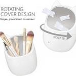 علبة تخزين مكياج دوارة و سلة قمامة و مقلمة صغيرة لطيفة على سطح المكتب بتصميم كرتوني للقطط مع غطاء دوارألوان متعددة D833 Anya