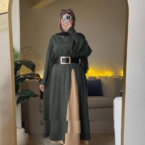 تونيك فتحه من ع الجنب و  جيبه وحزام ومعصمين