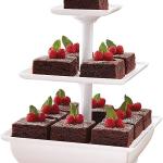 حامل كيك و كب كيك مربع 3 دور أبيض