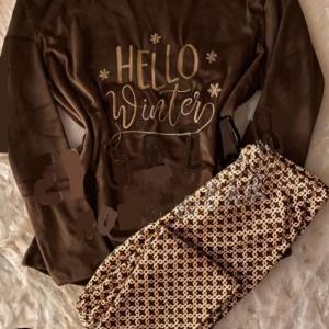 بجامه بني شيكولاته في بنطلون مشجر نجورم