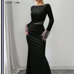 فستان قطيفه سواريه مطرز الوان