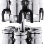 طقم توابل استنلس استيل بحامل 12 قطعه