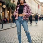 جاكت فرو ناعم مقلم الوان