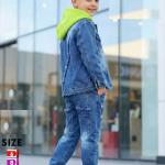 طقم جينز 3 قطع في تشرت قطن زنط ملون