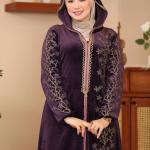 عبايه كابتشو قطيفه الوان نقش ورد صغير