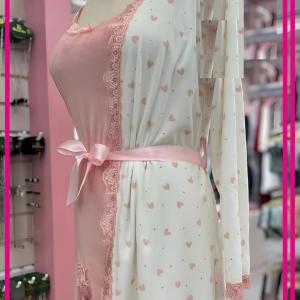 طقم (روب + قميص) ستان سيمون في ابيض