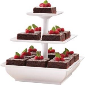 حامل كيك و كب كيك مربع 3 دور أبيض