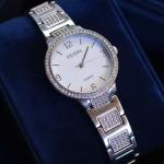 ساعه معدن استيك مربع استرس ذهبي وفضي