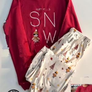 بجامه قطيفه كريسماس احمر غامق