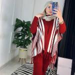 السوت 3 قطع ساده في شال بشراشيب