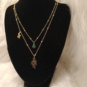 سلسلة نسائية طبقتين مزينة بشكل ثعبان