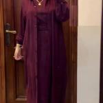 فستان قطعتين حزام خصر الوان