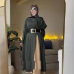 تونيك فتحه من ع الجنب و  جيبه وحزام ومعصمين