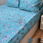 ملايه استيك 3 قطع ازرق في ورد بنفسجي