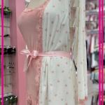 طقم (روب + قميص) ستان سيمون في ابيض