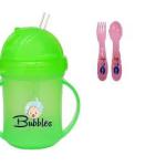 بابلز عرض 94 شاليموه اخضر+معلقة+شوكة