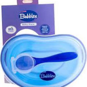 بابلز طبق بغطا و معلقة احمر