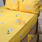 ملايه استيك 3 قطع اصفر في زهره بيضاء