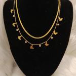 قلادة نسائية طبقتين بتصميم فراشات و دوائر لامعة